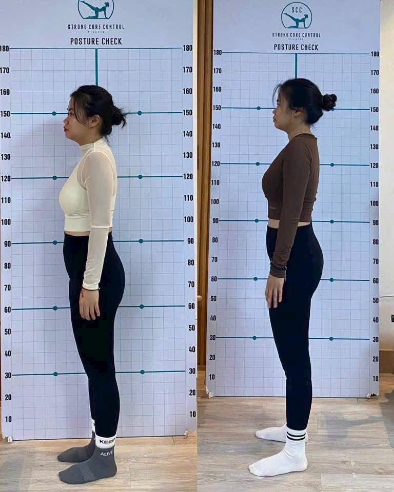 Posture Check — trước và sau khi tập Pilates tại SCC